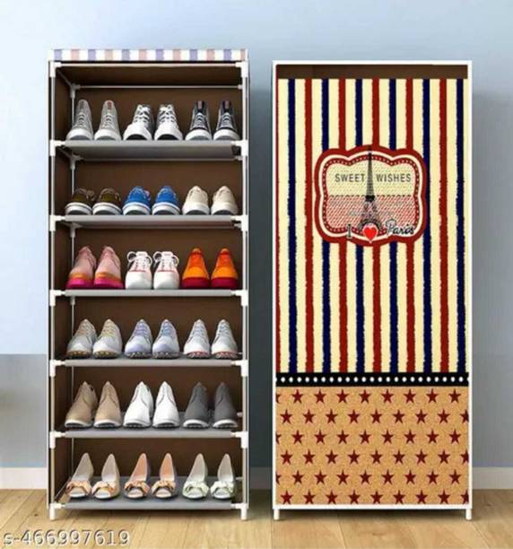 CHOUXPRO Foldable 6-Layer Shoe Rack with Cover | Dustproof & Portable Plastic Collapsible Shoe Stand
