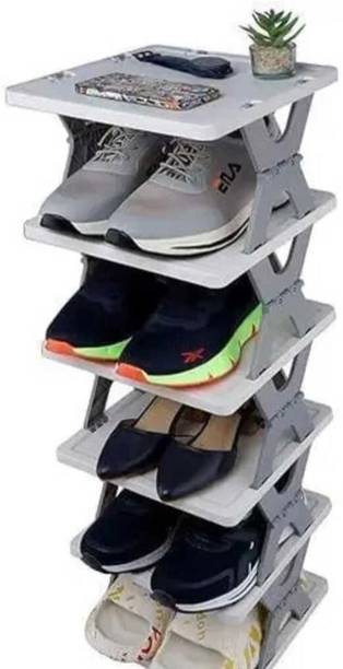 krisha Collapsible Shoe Rack with 5 Shelves – Space-Saving Storage for 5 Pairs Plastic Collapsible Shoe Stand