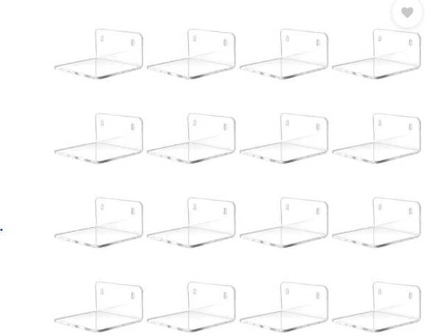 pinkishan Wall-Mounted Shoe Rack – 16 Pack | Self-Adhesive Clear Acrylic Storage Shelves Plastic Shoe Rack