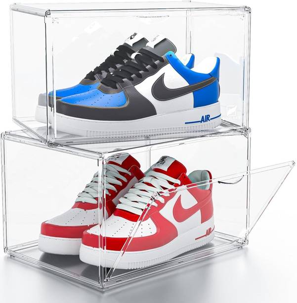 BOXLOFT Clear Sneaker Box –Stackable Transparent Shoe Storage with Side Door Access Plastic Shoe Stand