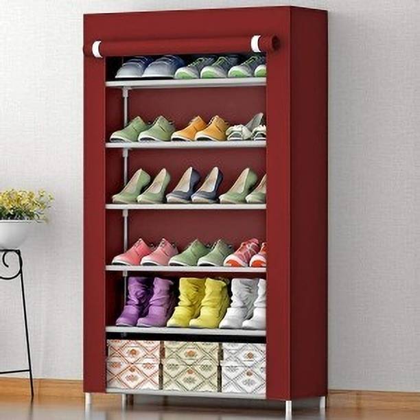 Jaya Store Foldable 6-Layer Shoe Rack with Cover | Dustproof & Portable Plastic Shoe Stand