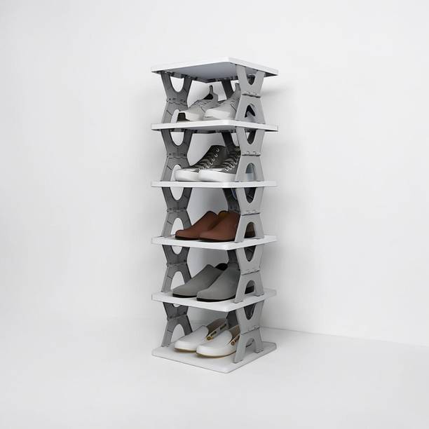 SATEnterprise 5 Tier Adjustable Shoe Rack Stand | Collapsible Shoe Storage Plastic Collapsible Shoe Stand