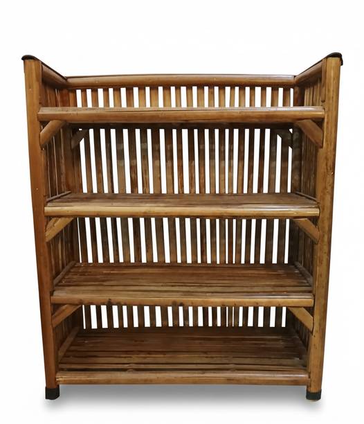 Areeb Ali Traders 4 Tier Multipurpose Storage Rack for Kitchen Bathroom Home Organiser Shelf Bamboo Collapsible Shoe Stand