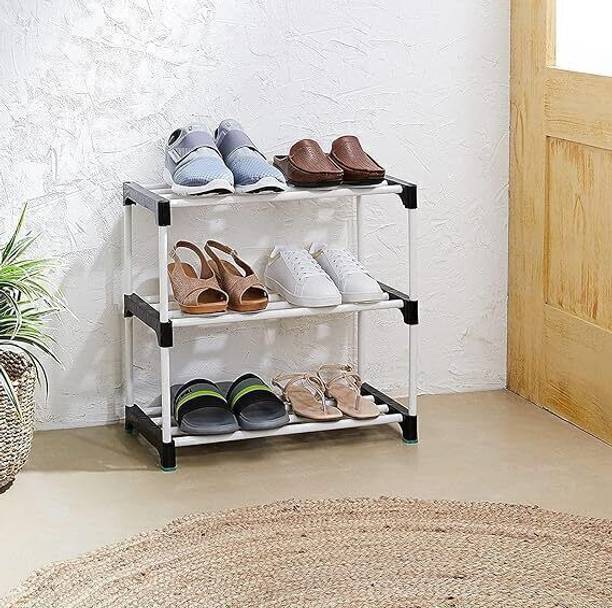 YATIN 3 LAYER WHITE BLACK Plastic Shoe Stand