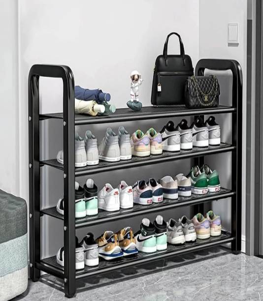 MEVIGO High Density 4-Tier Iron Shoe Organizer Rack | Heavy Duty Shoe Cabinet | Metal Collapsible Shoe Stand