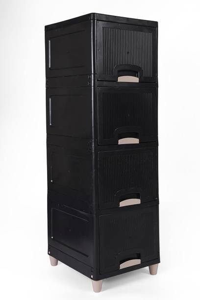 AK10ZONE 4 Compartments Plastic 4 Compartments Plastic Storage Drawer Box for Living Room and Bedroom