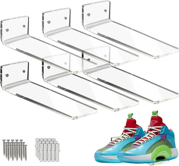 Parikshit Sublimation Acrylic Wall Mount Shoe Display Holder Stand Floating Shelves set of 6 Pcs Plastic Shoe Stand
