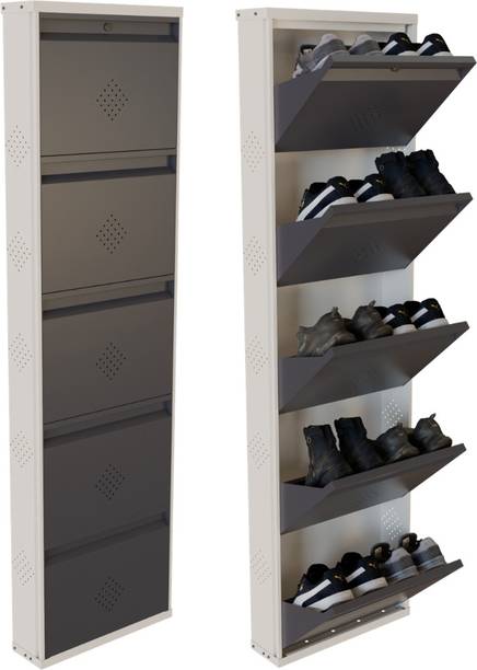 KRUGER 5 Door 20x71x5.5 inch 10 to 15 Shoe Capacity Wall Mounted Centralised Lock Metal Shoe Rack