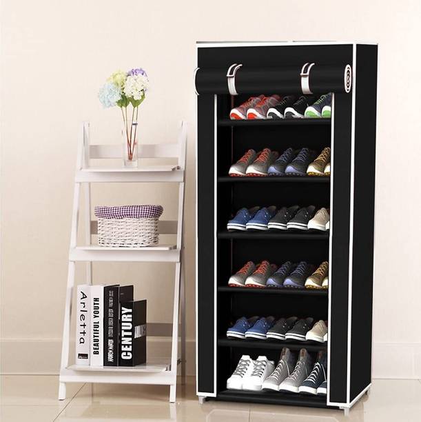 SoraChi 6L Cover SR (Black) Plastic Collapsible Shoe Stand