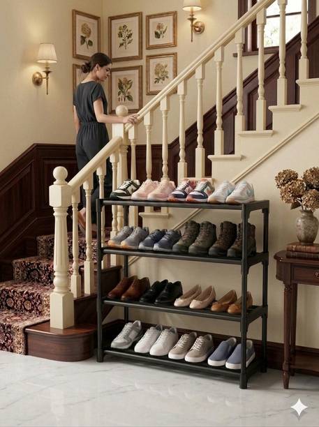 SRMAJI STORE 4 Row Plastic Plastic Shoe Rack