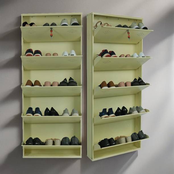 Aavatar 5 Door Ivory 26 Inch Wall Mounted Modern Shoerack Metal Shoe Rack