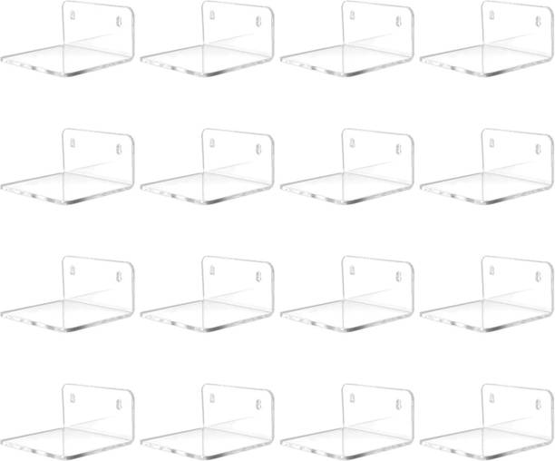 Feeling Well Acrylic Wall Mounted Shoe Rack Holder, Self-Adhesive Storage Shelf pack of 16 Plastic Shoe Stand