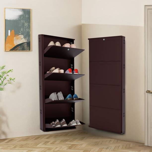 Jaimini Space-Saving 19 Inches Wide Wall-Mountable with Lock & Key for Home and Outdoor Metal Shoe Rack