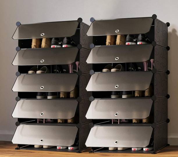 Keekos 10-Shelf-10-Door Plastic Cupboard Shoe Rack Shoe Stand Metal, Plastic Shoe Rack Plastic Shoe Rack
