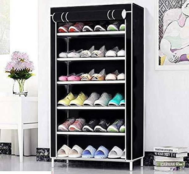 Everstep 6-Tiers Shoe Rack/Multipurpose Storage Rack with Dustproof Cover Plastic Collapsible Shoe Stand
