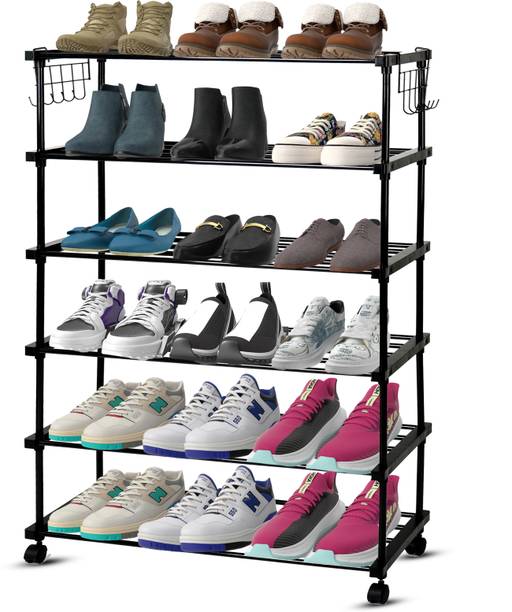LEOPAX High Density 6-Tier Iron Shoe Organizer Rack | Heavy Duty Shoe Cabinet | Metal Collapsible Shoe Stand