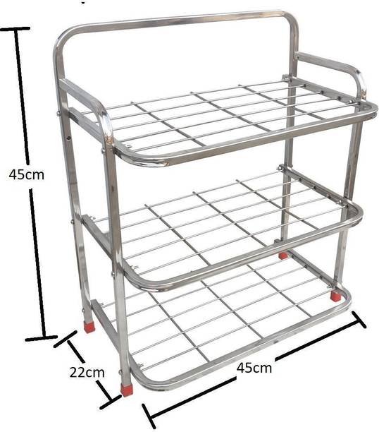 VIMART Stainless Shoe Stand / Multipurpose Stand, Kitchen Stand / Book Shelf Metal Collapsible Shoe Stand