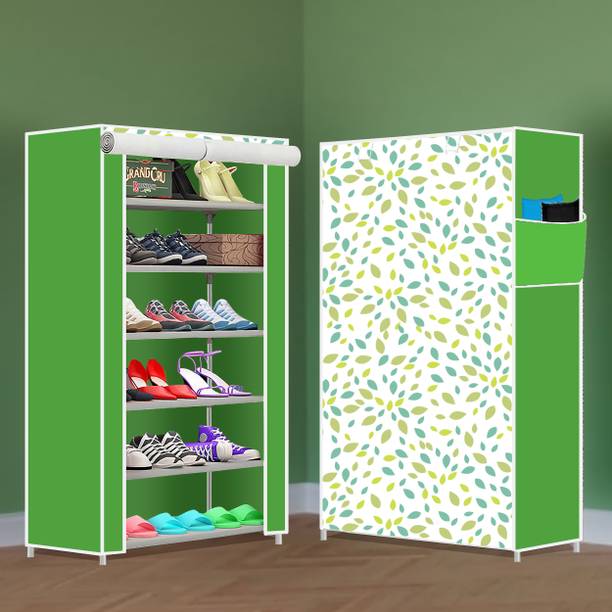 MEZIRE Collapsible Shoe Rack – Plastic 6 Tier Foldable Organizer for Home & Entry Use Plastic Collapsible Shoe Stand