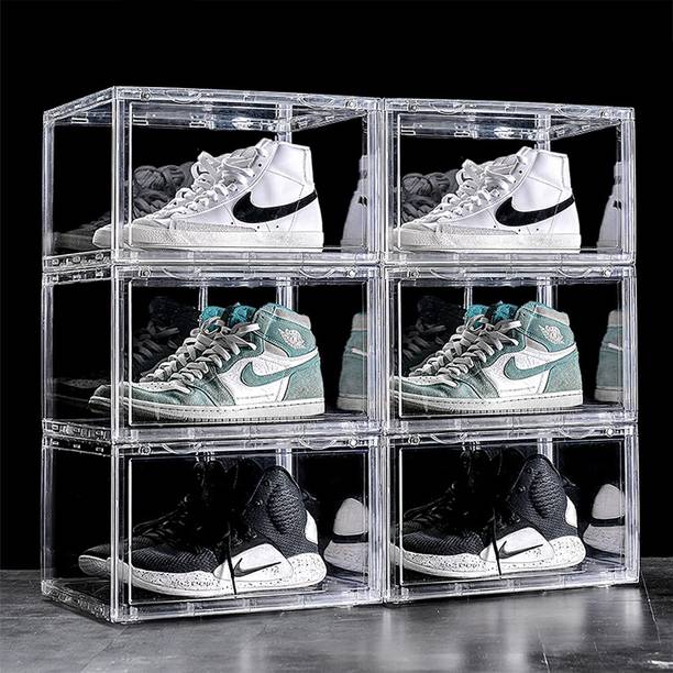 COROID Plastic Sneaker Containers Bins Portable Storage Organizer Space Saving Foldable Plastic Collapsible Shoe Stand