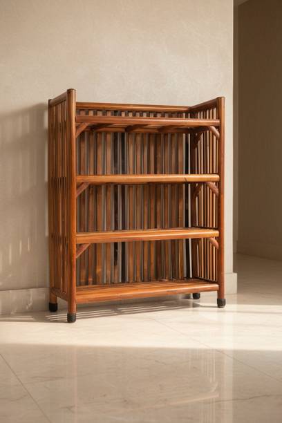 Zaydio Shoe Rack 4 Tier Premium Bamboo Wooden Finish Shoe Stand for Home Waterproof Bamboo Shoe Rack