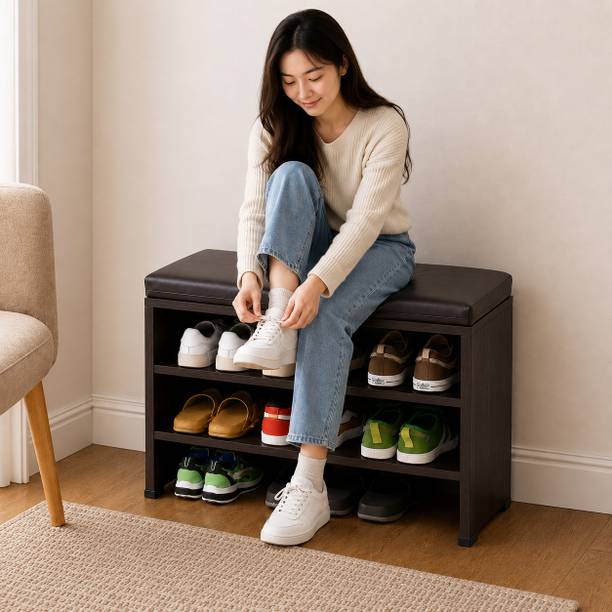 SHREE TECH 3 TIER SHOE RAK WITH MATTRESS Engineered Wood Shoe Rack