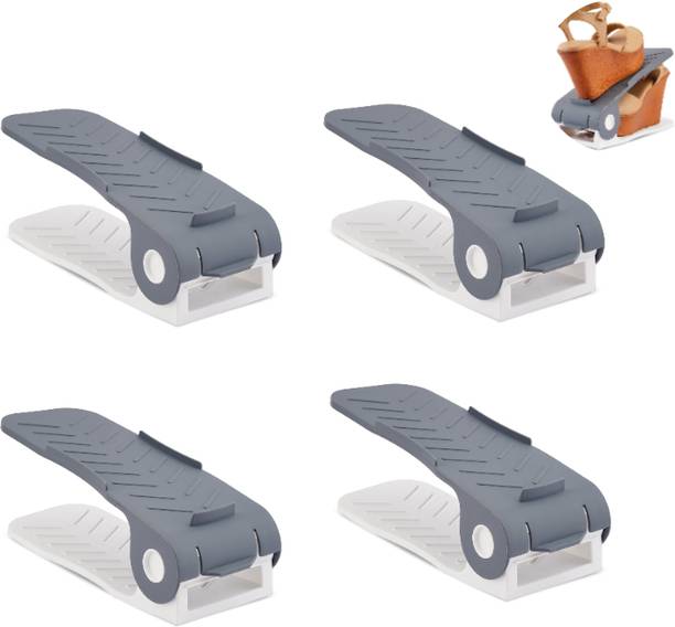Fivean Shoe Slot Organizer Space Saver Double Deck Shoe Rack Adjustable Shoe Organizers Plastic Shoe Stand