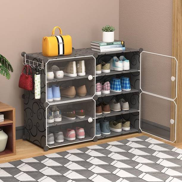 Vozica Collapsible 12 Shelf Metal Shoe Stand with Adjustable Height, Shoe Rack Plastic Shoe Rack