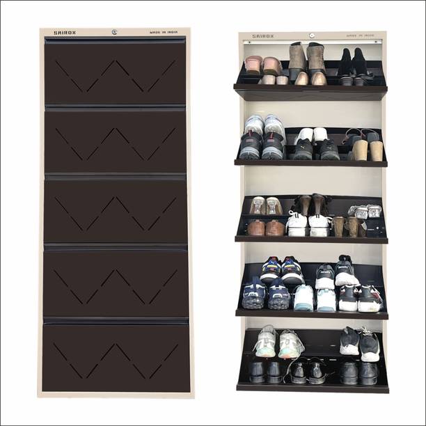 Sairox Sairox Double Shelves Five Door Wall Mounted 30-34 Pair Metal Shoe Rack
