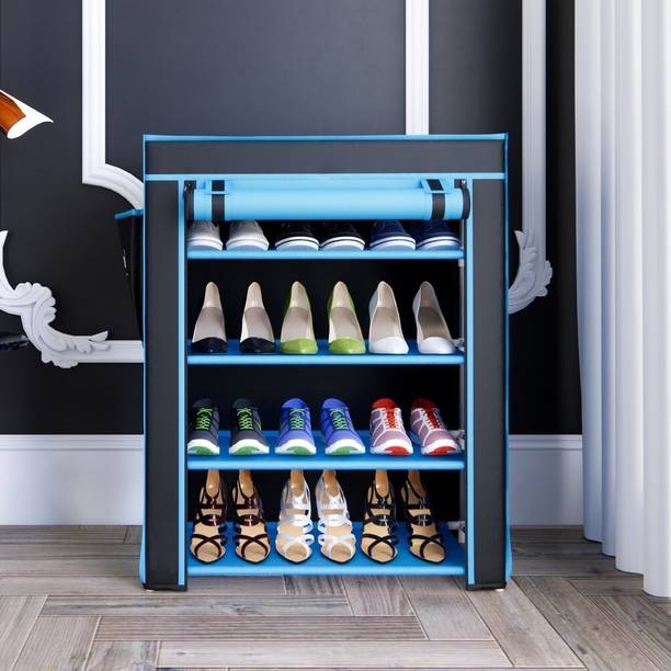 Flipkart Perfect Homes plastic pipes & 4 shelf covered Plastic Collapsible Shoe Stand
