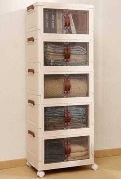 ICONPLUS 5-Shelf Plastic foldable Cupboard PP Collapsible Wardrobe