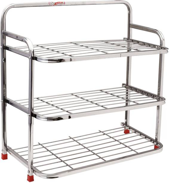 METALAC Multipurpose Stainless Steel Kitchen rack| Shoe rack Wall mounted Metal Collapsible Shoe Stand