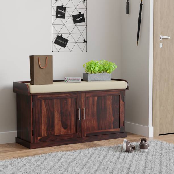 jangid Handicraft Solid Wood 2 Door Shoe Cabinet Storage Bench Solid Wood Shoe Rack