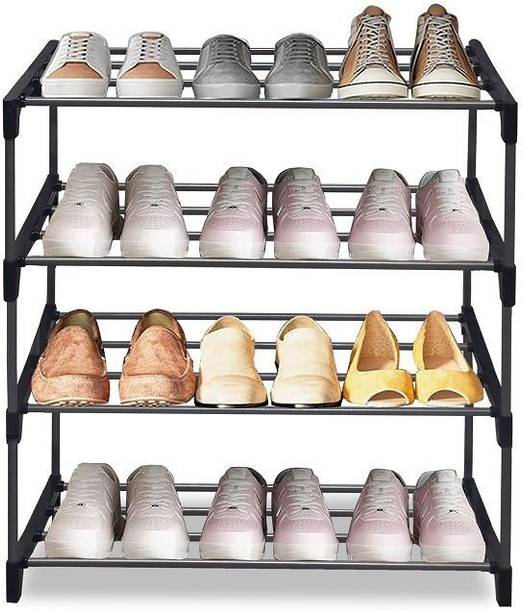 Philoshop 4 Tier for Storage Organizer Metal Open Book Shelf Metal Collapsible Shoe Stand