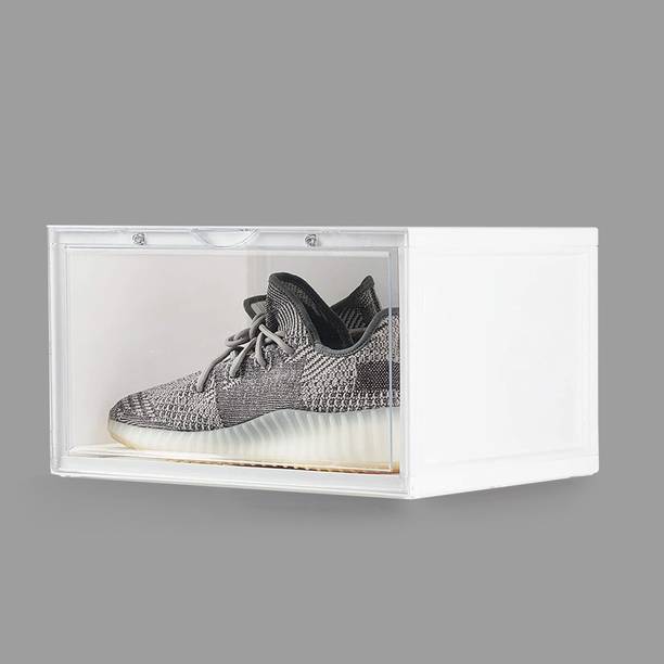 Sampri Plastic Sneaker Containers Bins Portable Storage Organizer Space Saving Foldable Plastic Shoe Stand