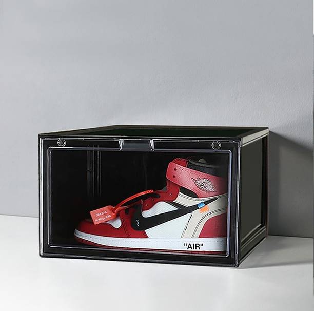 Sampri Plastic Sneaker Containers Bins Portable Storage Organizer Space Saving Foldable Plastic Shoe Stand