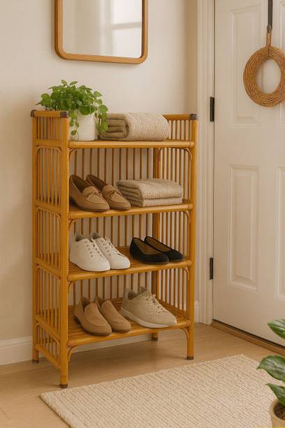 newway Open Rack for Home, Kitchen,Living Room &Office|Bookshelf, ShoeRack,DisplayStand Cane, Bamboo, Engineered Wood, Solid Wood, Bamboo Shoe Rack