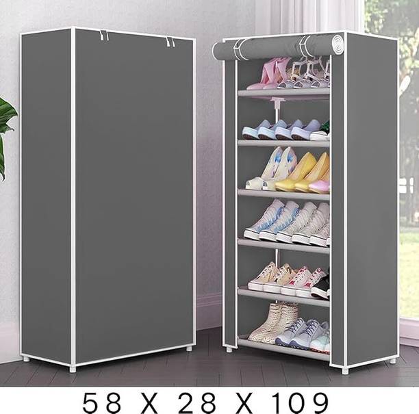 Uniquefashion UNIQUEFASHION 6-Layer Shoe Rack – GREY | Durable & Stylish Shoe Organizer Plastic Collapsible Shoe Stand