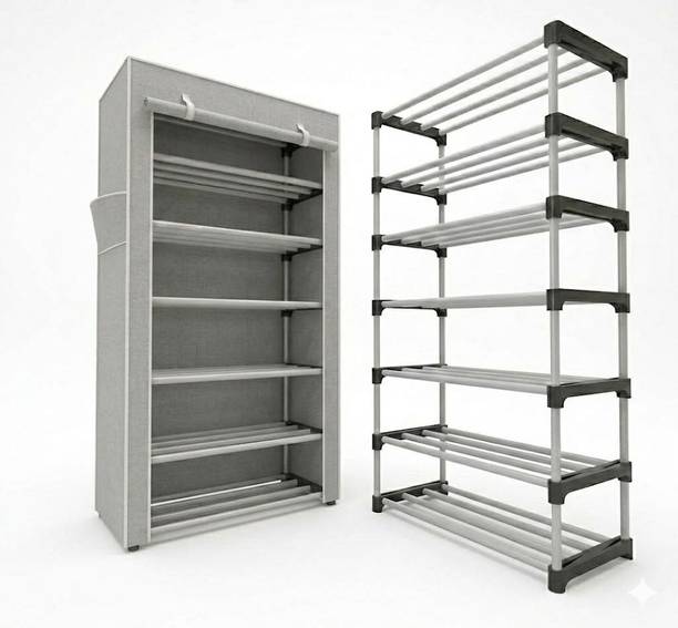 SoraChi CHALIA 6 Layer Shoe Rack for Home Storage Organizer with Dust Proof Cover PVC Collapsible Wardrobe