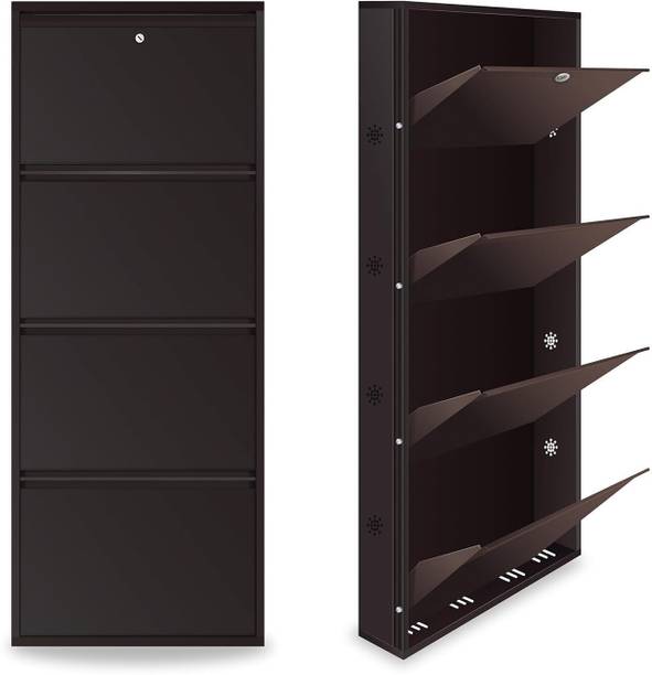 Jaimini JaiminiHome 4-Tier Brown Metal Shoe Rack – Stylish for Home Metal Shoe Rack