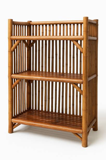 AVIKA Natural Bamboo 3-Tier Storage Shelf | Multipurpose Organizer Rack for Home Bamboo, Cane, Solid Wood, Engineered Wood Collapsible Shoe Stand