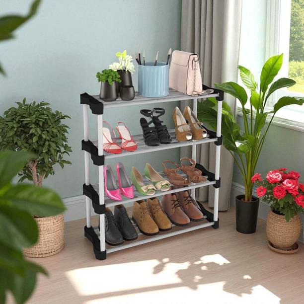 hph craftt Stackable 4-Tier Shoe Rack, Plastic Organizer for Home & Entryway - 20 Pairs Plastic Shoe Rack