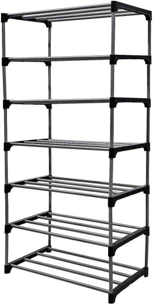 EXPOSURE COLLAPSIBLE OPEN METAL PIPES SHELF SHOE SHOE RACK 7 LAYER Metal Collapsible Shoe Stand