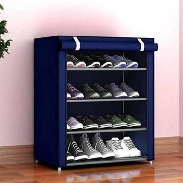 Everstep Foldable 4-Layer Shoe Rack with Cover Plastic Shoe Stand