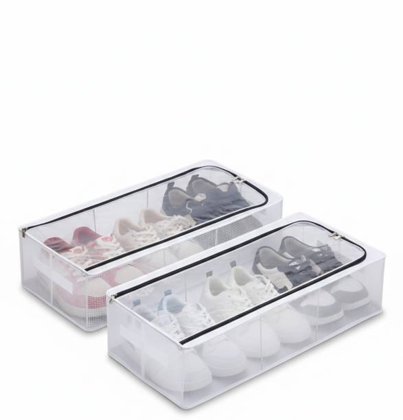 KITRUE Kitrue UnderBed Shoe Organizer Pack of 2 Plastic, Metal Collapsible Shoe Stand