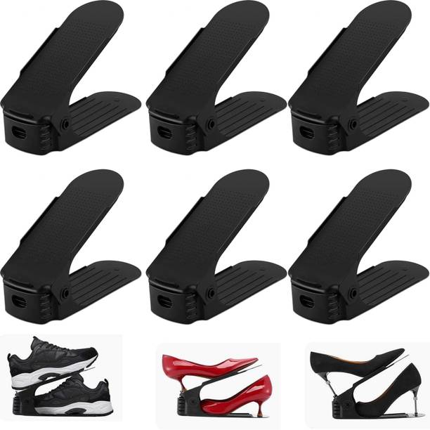 TruVeli Adjustable Shoe Slots Organizer, Shoe Storage Rack Space Saver Rack Holder 6 Pcs Plastic Shoe Stand