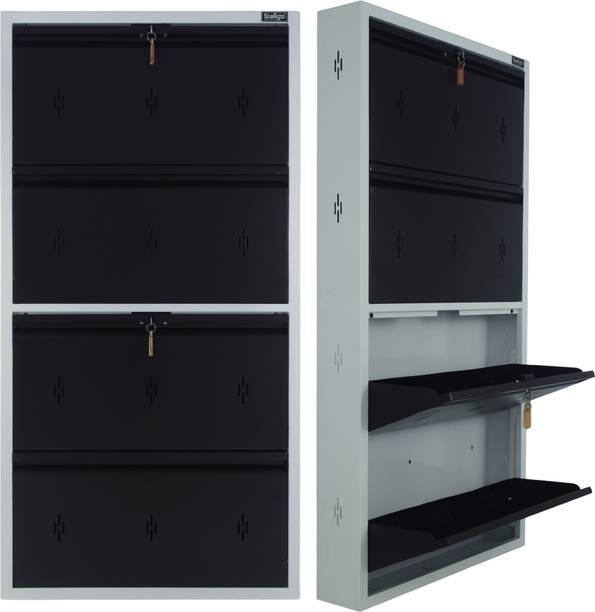 Stellozi Metal Shoe Cabinet with Wall Mount Shoe Rack Design | Slim Shoe Rack With Doors Metal Shoe Rack