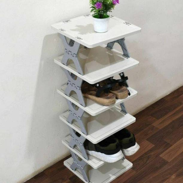 SMARTCART ENTERPRISE Plastic Foldable Shoe Rack | 6 Layer Adjustable Shoe Stand for Home Plastic Shoe Rack