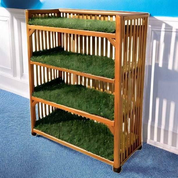 CRAFTCANE Bamboo Cane Rack, Shoe, Book, Planter with Grass top (4k with Grass) Bamboo Shoe Rack