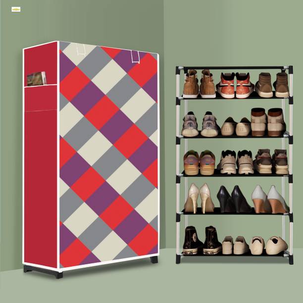 Palkolink 5 Tier Foldable Shoe Rack – Space Saver, Universal for Entry, Bedroom & Balcony Plastic Collapsible Shoe Stand