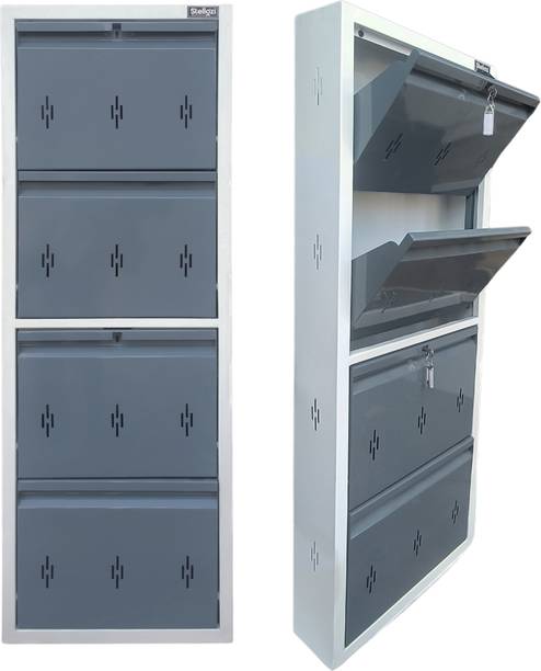 Stellozi 20 Inch Wide Premium Shoe Rack With Doors | Wall Mounted Shoe Rack Design | Slim Metal Shoe Rack